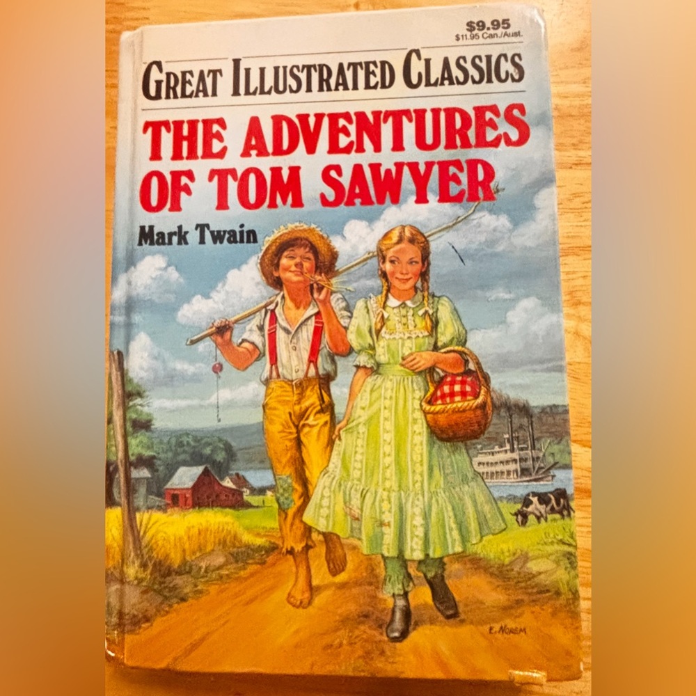 Vintage Book The Adventures of Tom Sawyer by Mark Twain (Illustrated Hardcover)